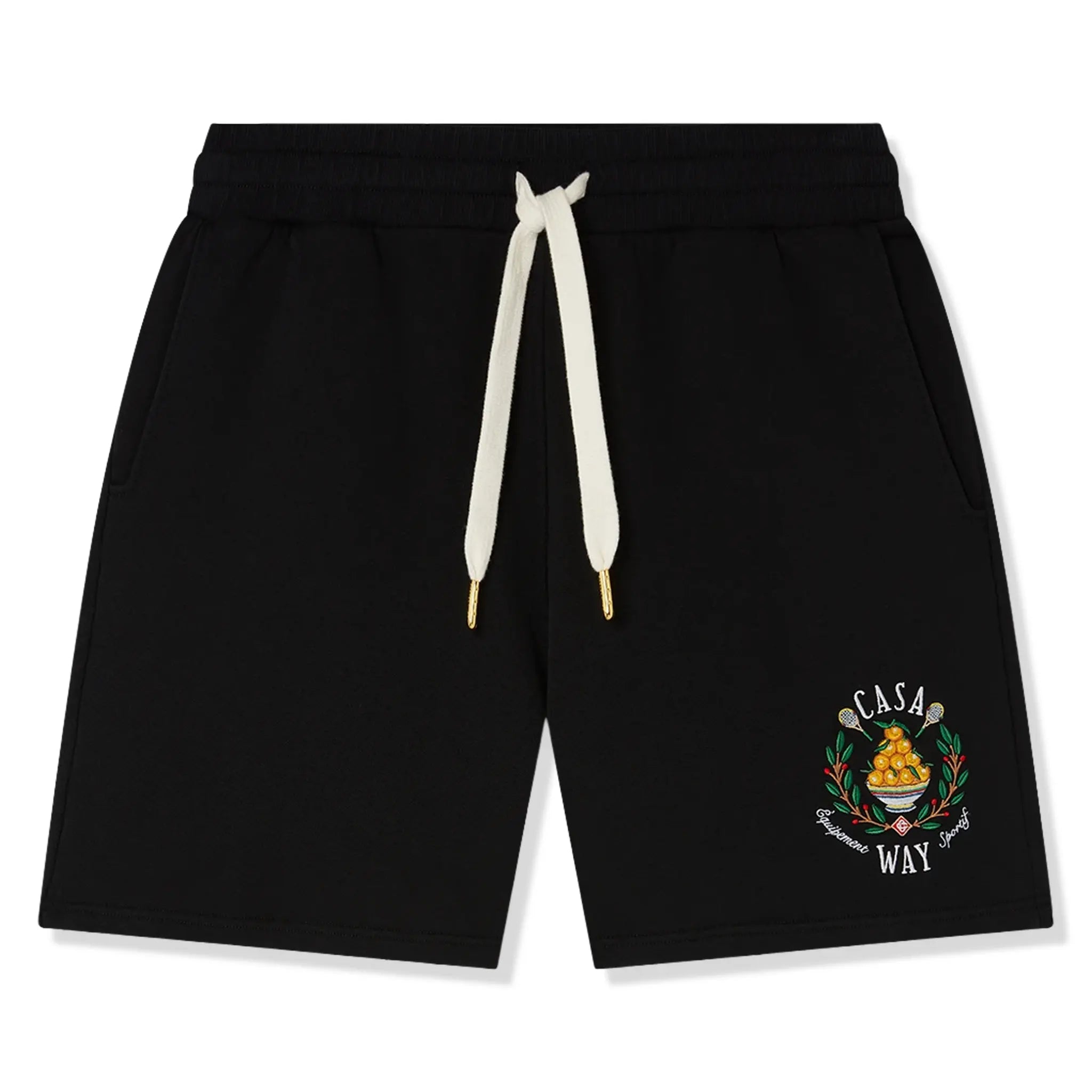 Front View of Casablanca Casa Way Black Shorts MPS24-JTR-003-04